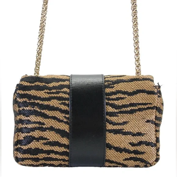 Christian Louboutin Womens One Strap Tiger Panama Sweety Charity Handbag Brown - Picture 5 of 17